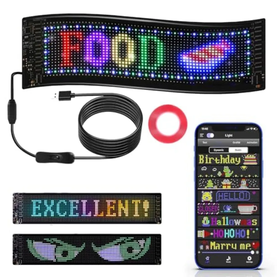 

【New model】Car Windshield LED Sign - Programmable Scrolling Flexible LED Screen APP-Controlled Digital Display for DIY Patterns