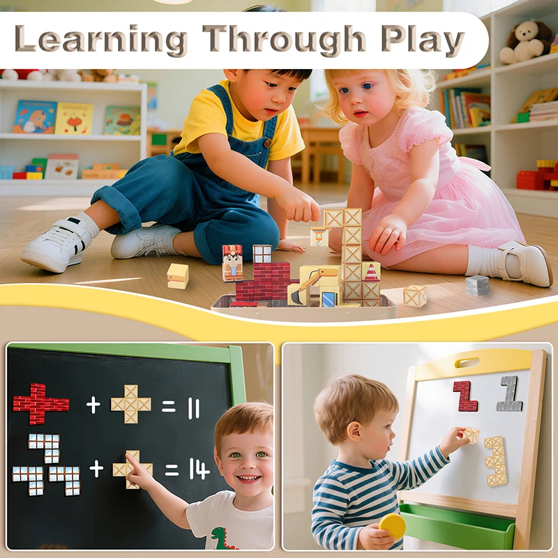 35 STKS Graafmachine Thema Magnetische Bouwsteen Magneet Kubus met Draagbare Ijzeren Doos STEM Zintuiglijke Reizen Speelgoed voor Kinderen Kerstcadeau