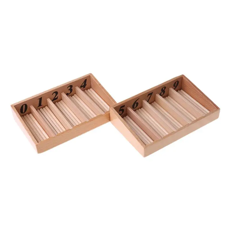 Q0KB Monessori Wooden Spindle Box 45 Spindles Mahemaics Couning Educaional oy