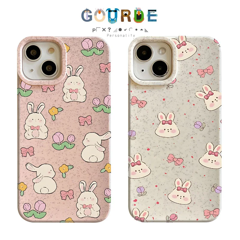 

Gourde Cute Casing Cartoon Rabbit Flower Bow Phone Case for Iphone 16 15 14 12 13 11 Pro Max IP 7 8 Plus Iphon X XS XR Xs Max