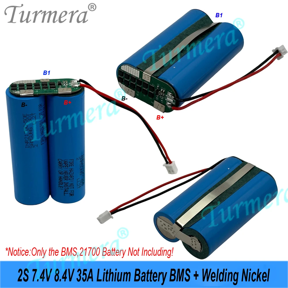 Turmera 2S 7.4V 8.4V 35A 21700 แบตเตอรี่ BMS 10MOS ป้องกันบอร์ดเชื่อมนิกเกิลสําหรับ DIY 8.4V รุนแรง Turbo Jet พัดลมแบตเตอรี่ใช้
