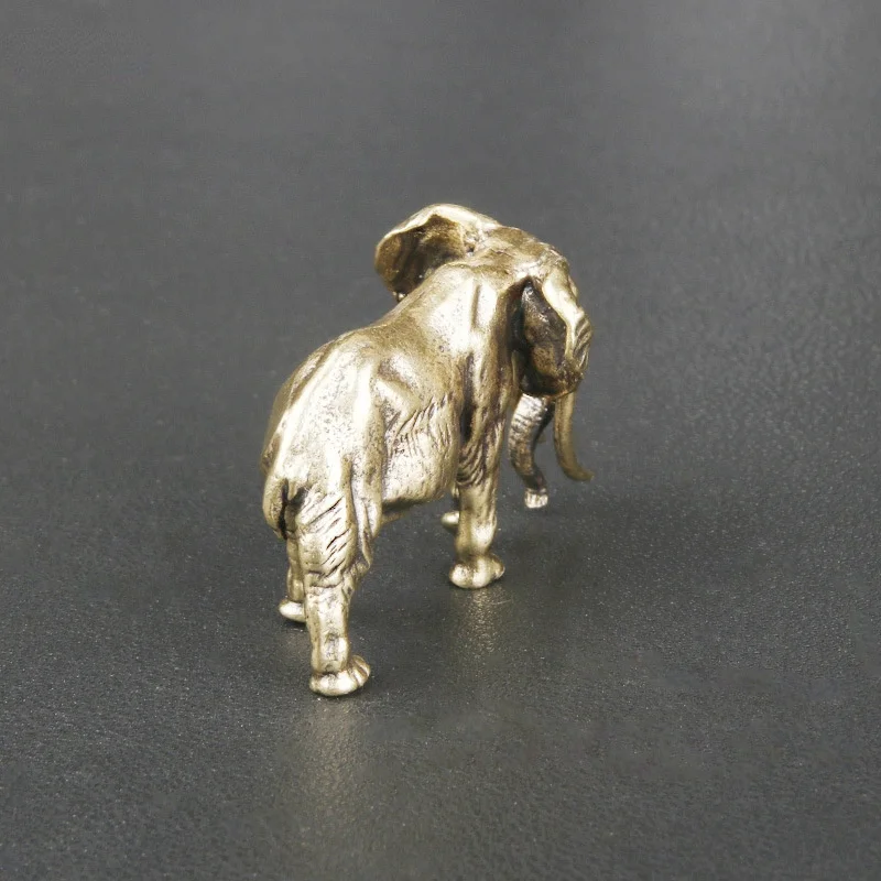 Antique Minature Mammoth Figurines Tea Pet Table Ornament Decorations Solid Copper Animal Crafts Home Decor Living Room