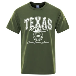 Texas Austin United States Of America Tshirt Man Fashion T-Shirts Hip Hop Breathable T-Shirt Casual Tee Clothes 100% Cotton Tops