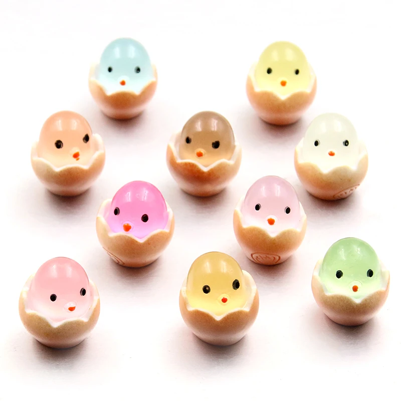 10Pcs/Lot Resin Kawaii Chick Candy Luminous 3D Eggs Cabochon for DIY Hair Bow Scrapbook Crafts