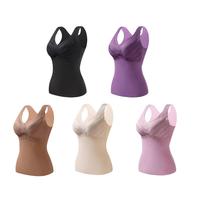 For 40-70kg Thermal Women Camisole Top With Chest Pad Fixed Cup Bottoming Underwear Tank Tops No Steeling Ring Warm Vest
