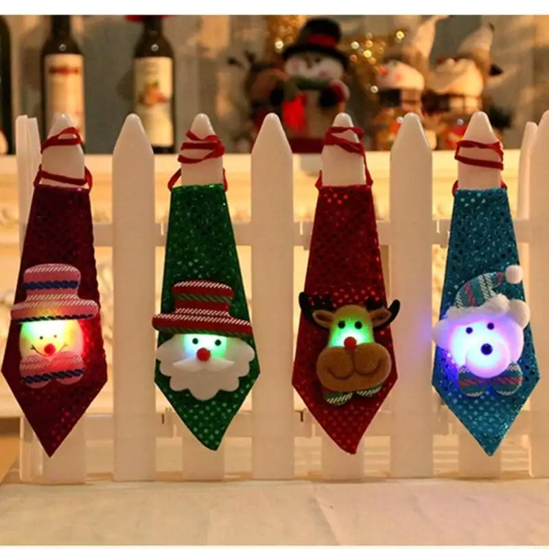 

Y3NE расшитый блестками рождественский тематический галстук из нетканого материала, мерцающий галстук для вечеринки для взрослых