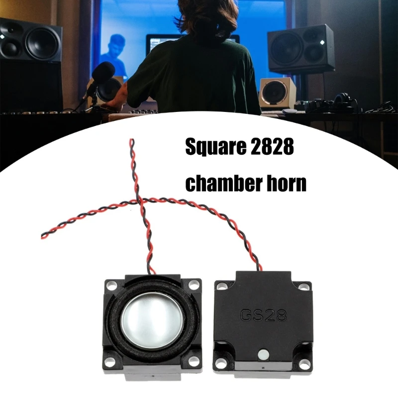 2pcs Square 28mm Speakers Component with Paper Cones Square Magnets Loudspeaker for Sound Setups Projects