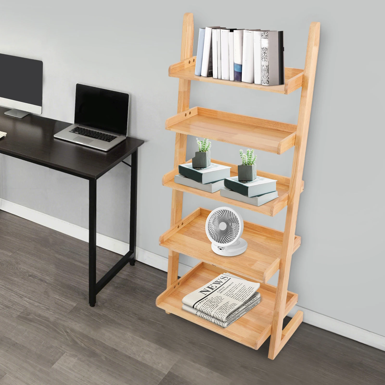 Prateleira de escada, prateleira de exibição inclinada, rack de armazenamento de escada