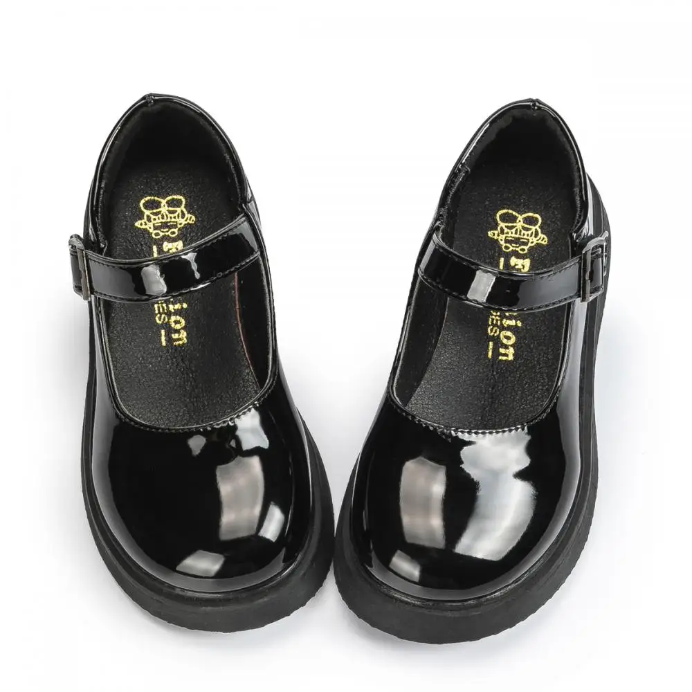 Spring Autumn Glossy Children's Leather Shoes Fashion Campus Children's Shoes Anti-Slip Waterproof Platform Soft Comfortable