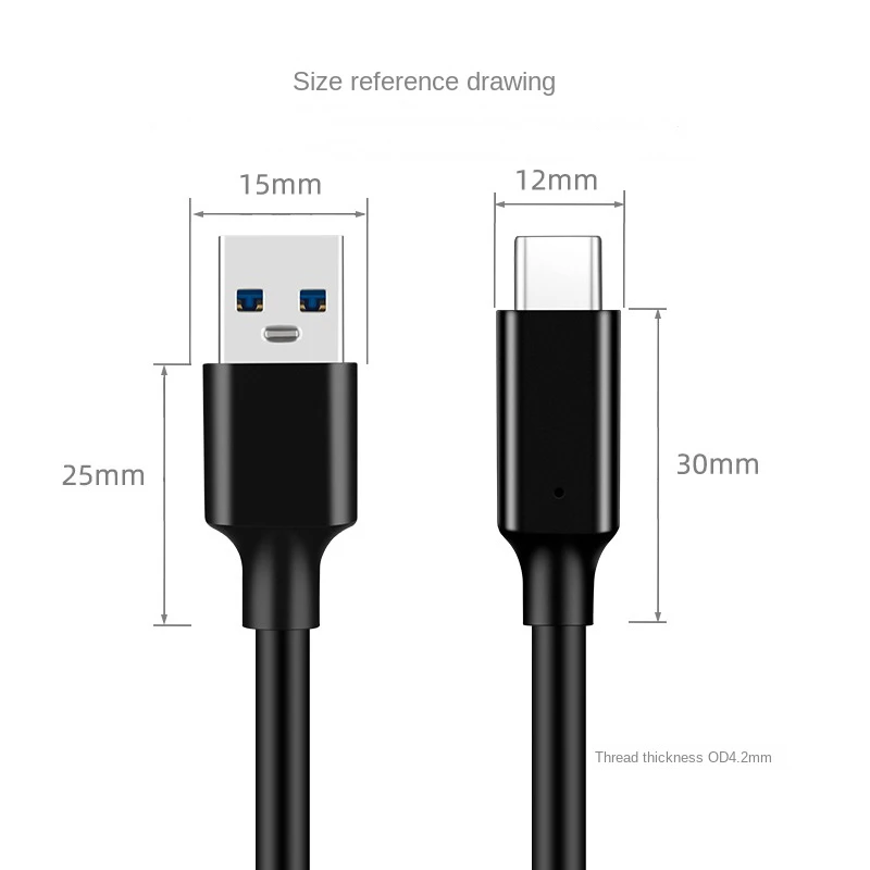 USB3.2 10Gbps Cable USB Type A to USB C 3.2 Gen2 Cable Data Transfer USB C SSD Hard Disk Cable 3A 60W QC 3.0 Fast Charging