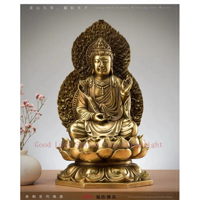 TOP GOOD HOME Temple Company Patron saint Buddhism GOOD LUCK Wisdom Buddha the Bodhisattva Manjusri WEN SHI PU SA brass statue