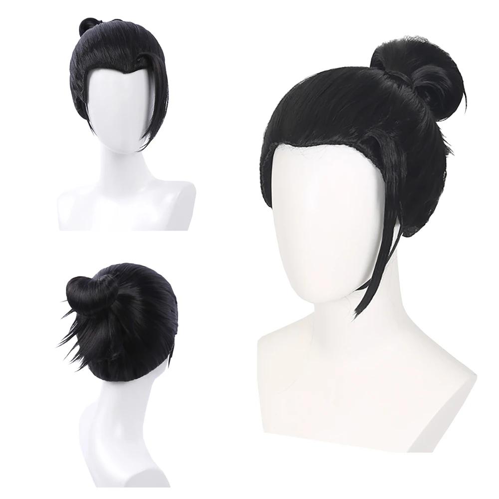 جودة عالية ‌ أنيمي Jujutsu Kaisen Geto Suguru تأثيري الشعر الاصطناعية 12 بوصة أسود نقطة الجمال كعكة شعر مستعار يومي مقاومة للحرارة