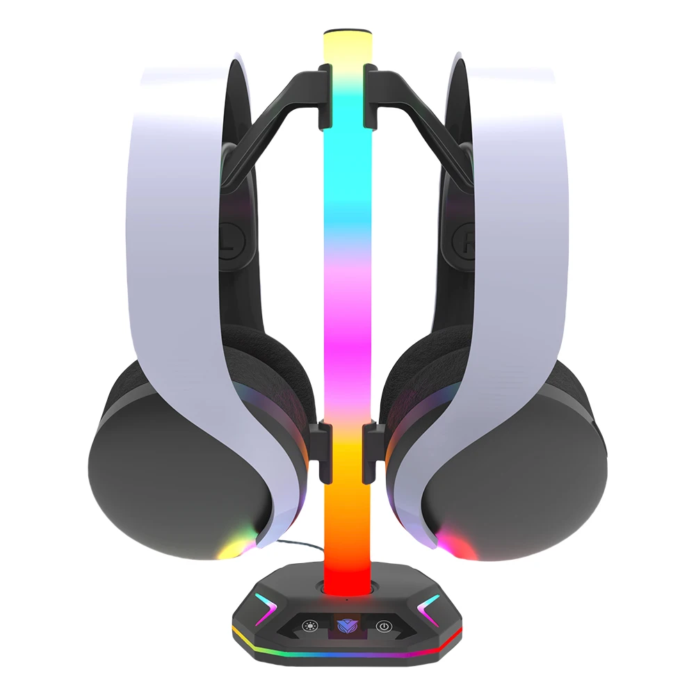 RGB Headset Stand 9 Light Modes Controller Holder  w/ USB +Type C Charging +USB Data Ports for Desk for PS5/PS4/Xbox/Switch Pro