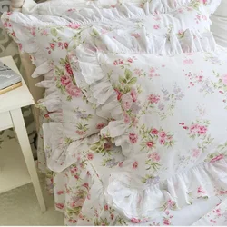 2Pcs Pillowcase Europe Luxury Cake Layers Ruffle Cotton Flower Wrinkle Elegant Pillow Cases Pillow Cover Bownot Sweet Princess