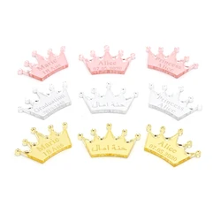 30/50/100pcs Personalized Mirror Crown Wedding Tags Table Center Decor Card Acrylic Baby Name Sign Party Favors Laser Cut Gift