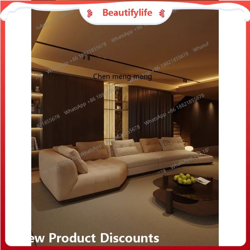 

A38 Угловая комбинация специальной формы, большой плоский диван, итальянский минималистичный высококачественный диван из матовой ткани