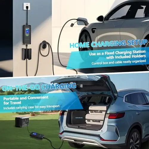 

Portable Level 2 EV Charger 6-32A 220-240V NEMA 14-50P 25FT J1772 for Home & Travel