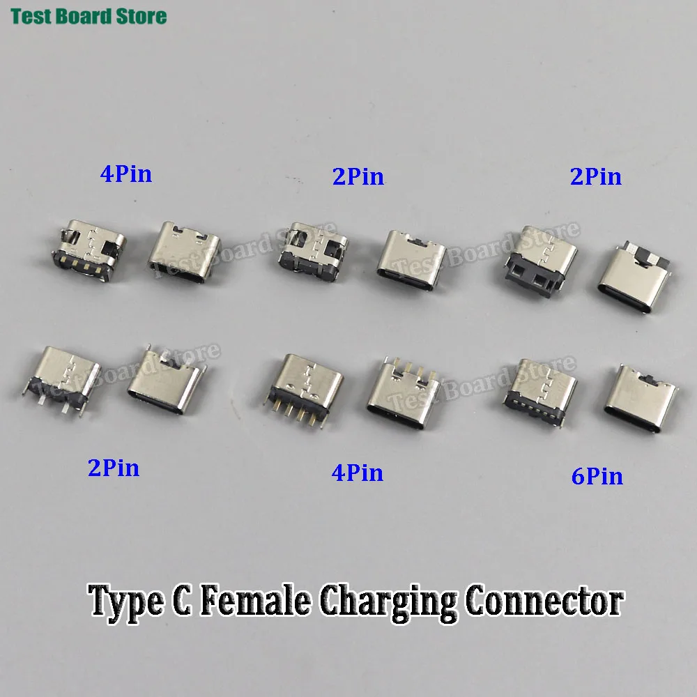 5/10/20Pcs USB Type C 2 Pin 4 Pin 6Pin Charging Port Socket Jack Connector Soldering DIY Repair Type C Female Connectors Adapter
