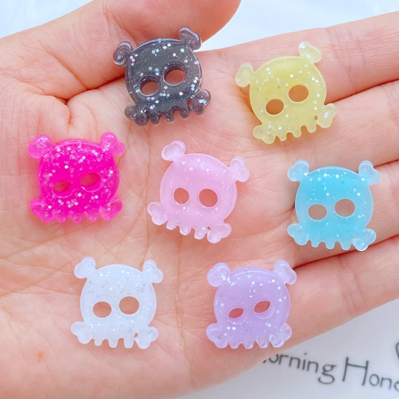 10Pcs New Cute Mini Halloween Skull Series Flat Back Resin Cabochons Scrapbooking DIY Jewelry Craft Decoration Accessories