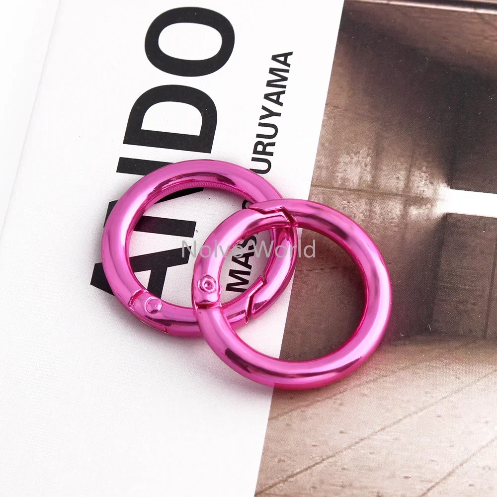10/30/100PCS 25mm Hot Pink Metal Snap Hooks Ring Buckles For Leather Belt Wallet Keyring Carabiner Bags Spike Stud Accessories