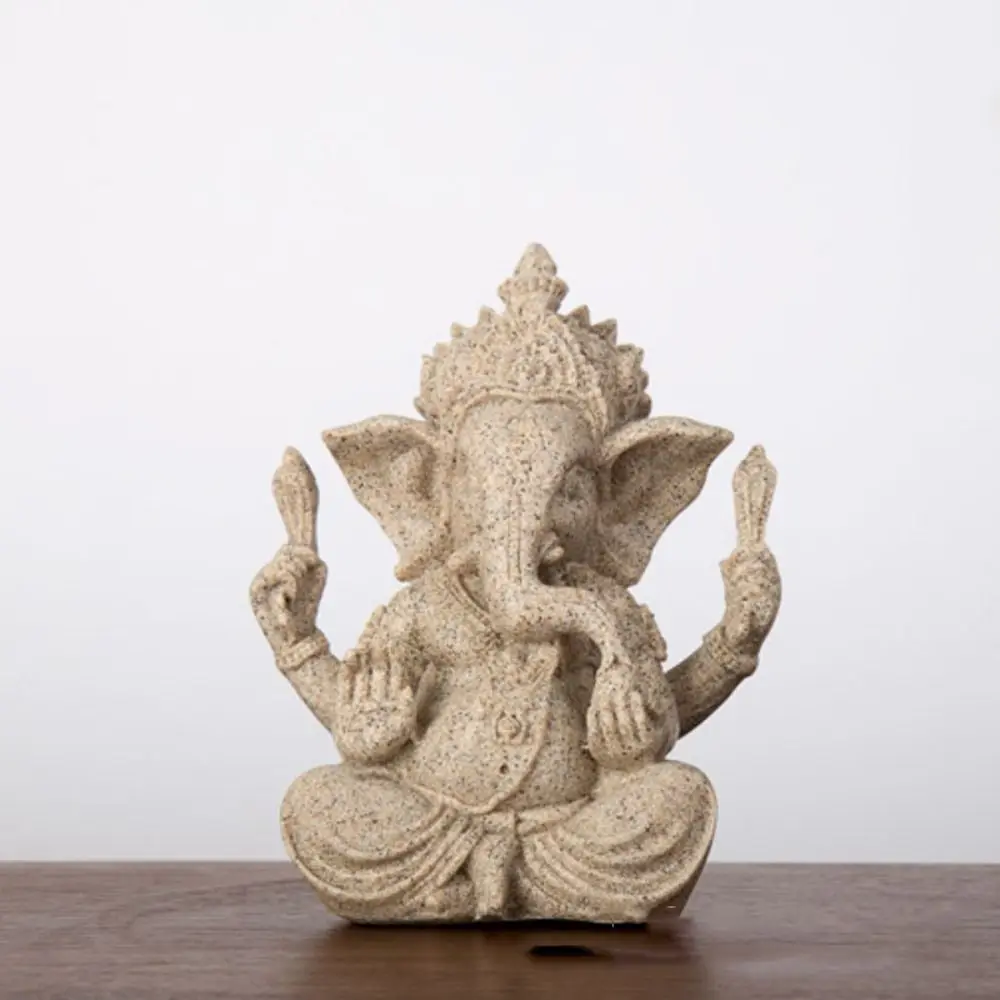 

Elephant Figurine Sandstone Ganesha India Oriental Culture Buddhist Figurine Ornament Sitting Meditation Sitting Posture