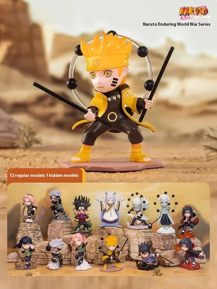 Bandai Naruto Shippuden Serie de anime Figuras de mercancías Ninja World Battles Sasuke Naruto Figuras Modelo Adornos Regalos