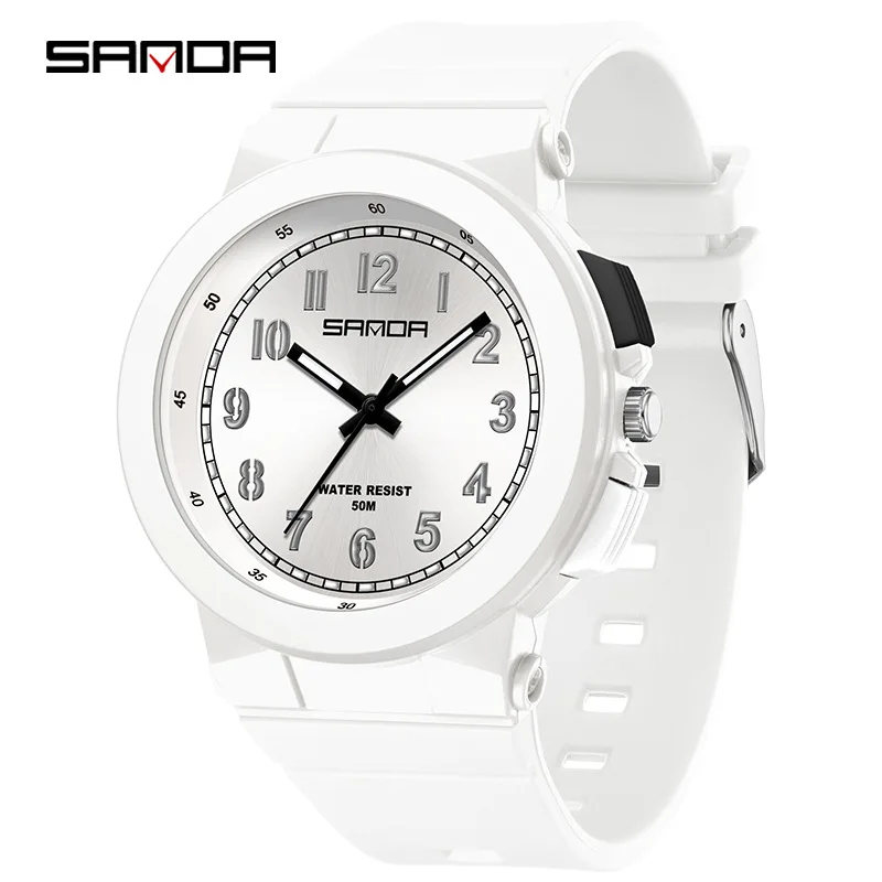 SANDA-Montre à Quartz pour Étudiant, Rose, Blanc, Bleu, Noir, Mode, Colorée, Shoous, Analogique, Bracelet en Silicone, Montres-Bracelets pour Garçon et Fille, 6194