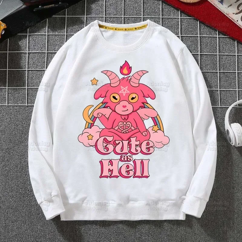 Baphomet Satan Demon Printed Hoodies Spring Sweatshirt Autumn Hoodie Women Long Sleeved Casual Personaity Clothes