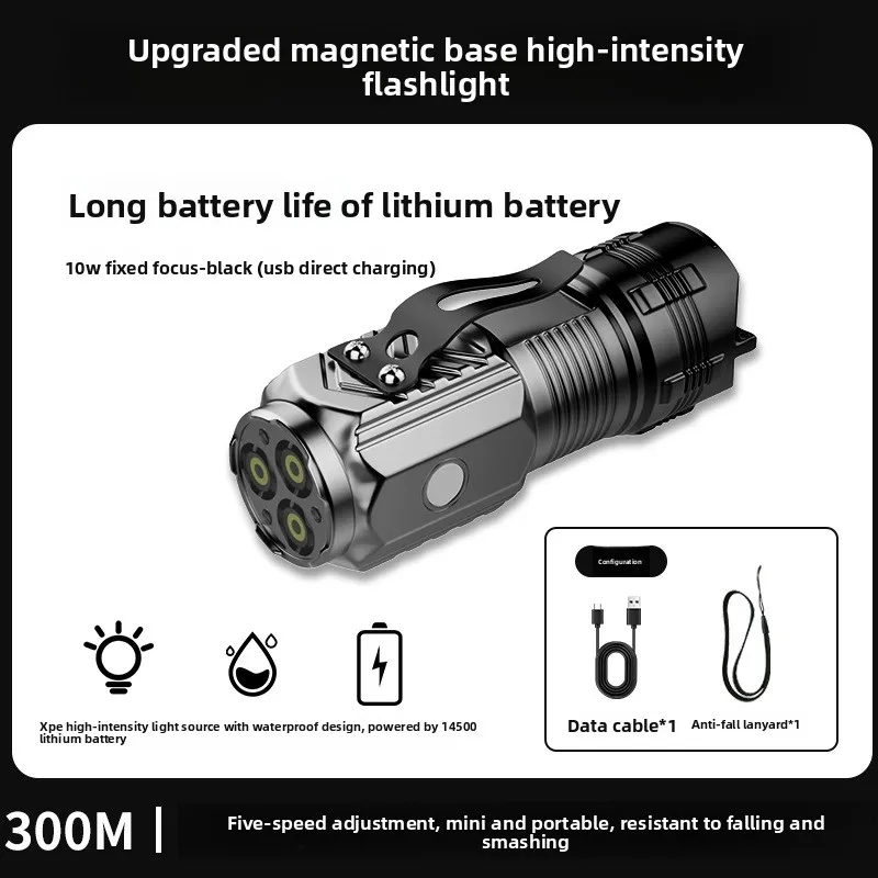 Rechargeable High-Brightness Flashlight with Long Battery Life, Portable and Durable Xenon LED Light for Outdoor Use