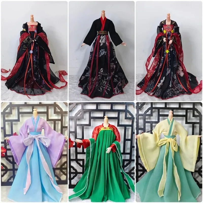 1/6 Maßstab Weibliches klassisches Hanfu-Kleid im antiken Stil mit weiten Ärmeln und trägerlosem Design für 12'' Tbl Ph Actionfigur-Körpermodell – Detail 1