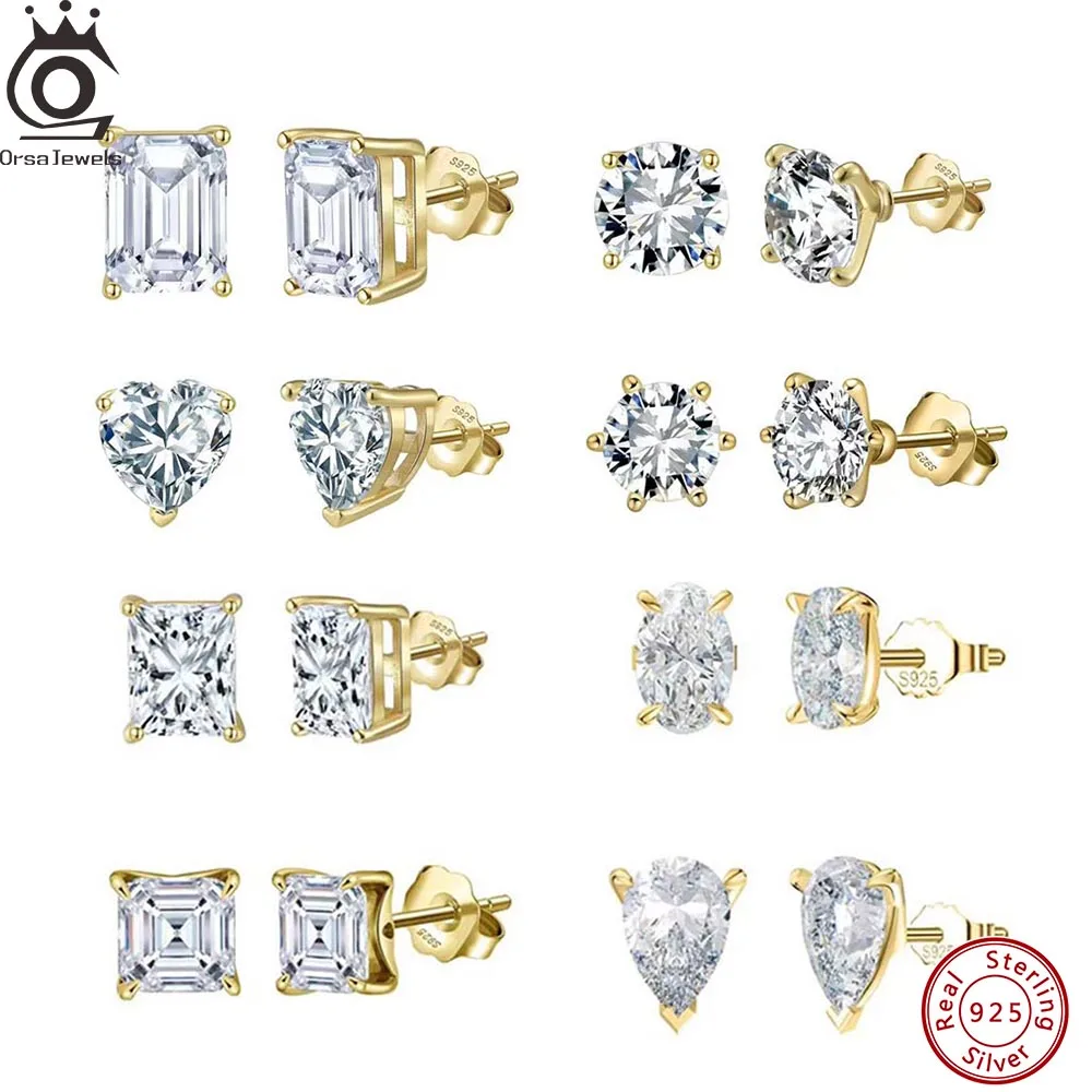 

ORSA JEWELS Shiny 1-3CT Moissanite Stud Earrings Solid 925 Sterling Silver Diamond Sparkling Classic Wedding Earrings Jewelry