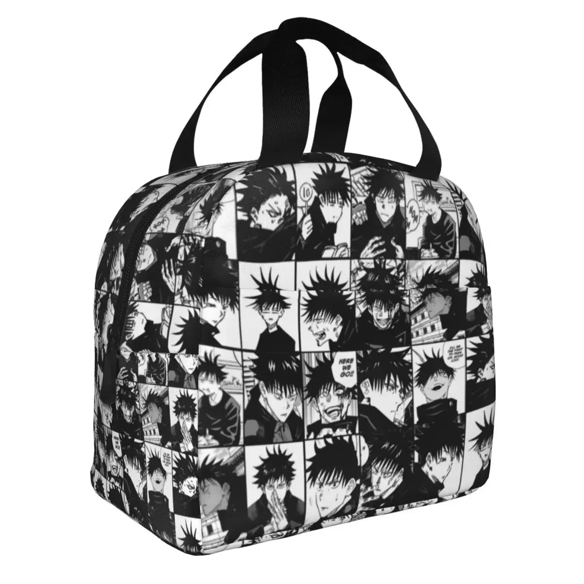 Fushiguro Megumi Manga Collage Insulated Lunch Bags High Capacity Jujutsu Kaisen Anime Reusable Thermal Bag Lunch Box Tote Work