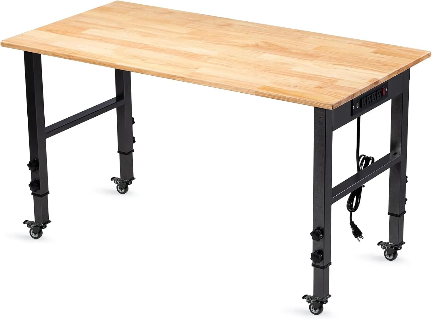 Adjustable Workbench Work Table Wheels Power Outlet 48 Inch