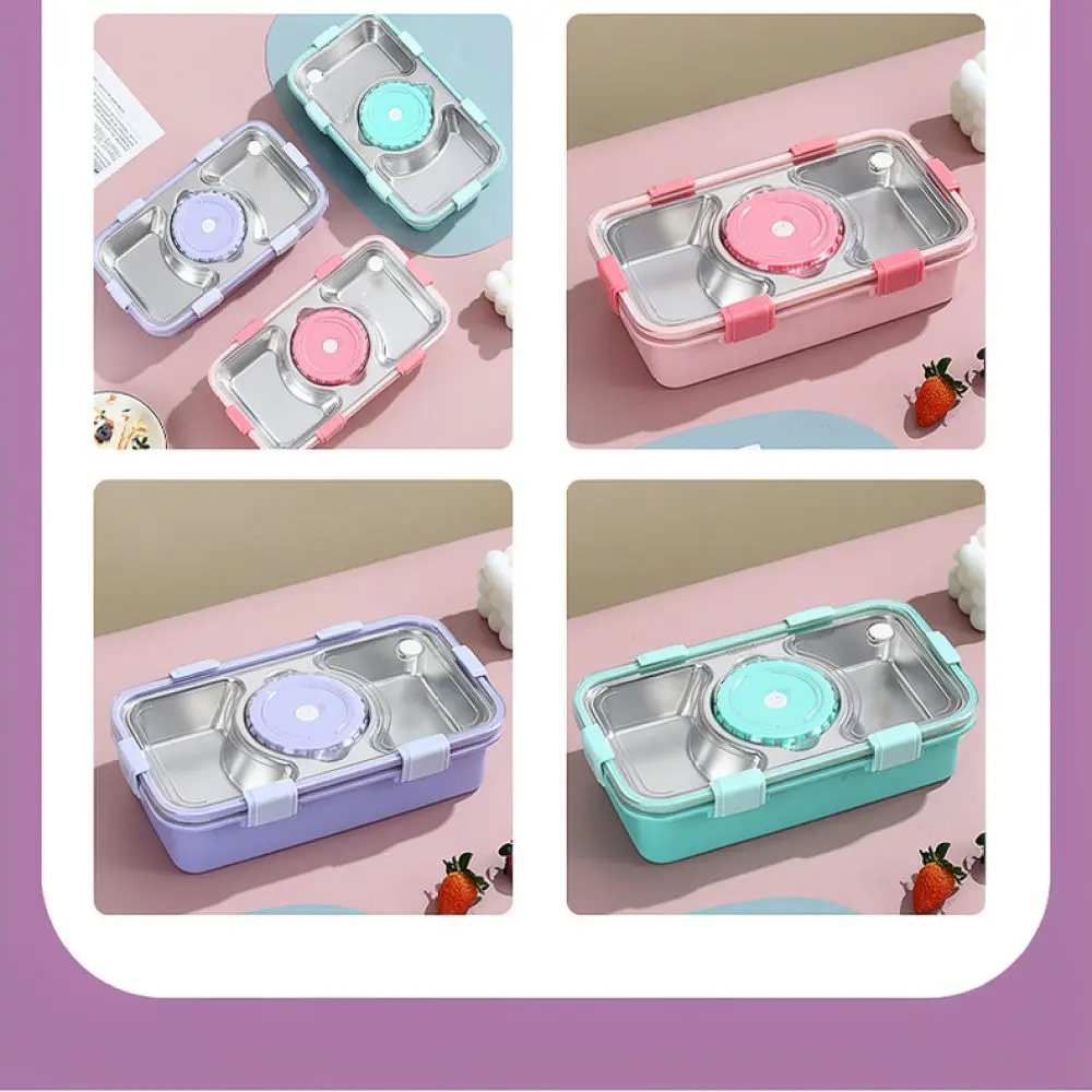 Four Compartment Bento Box For For Lisheng 304 Stainless Steel Food Container Leakproof Lunch Case Portable Office Student Meal