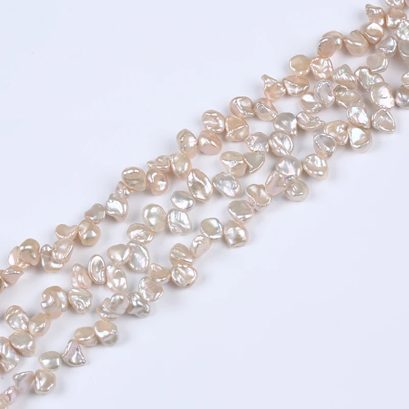 Natural pink top-drilled 8-9mm loose petal keshi pearl beads strands