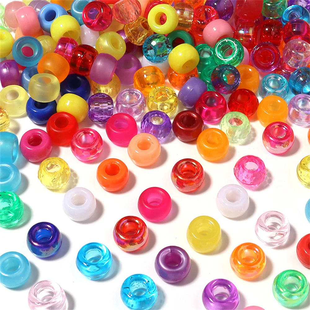 500/1000pcs Multi-Colored Large Hole Pony Beads for Crafts Hair Braids and Bracelets Durable Plastic Beads forJewelry Accessorie
