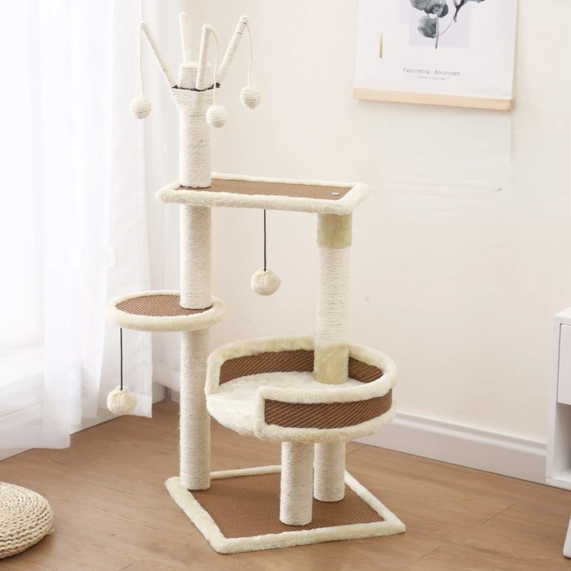 Small cat climbing frame, solid wood cat nest, cat tree, sisal cat grabbing board, cat toy jumping platform grabbing column