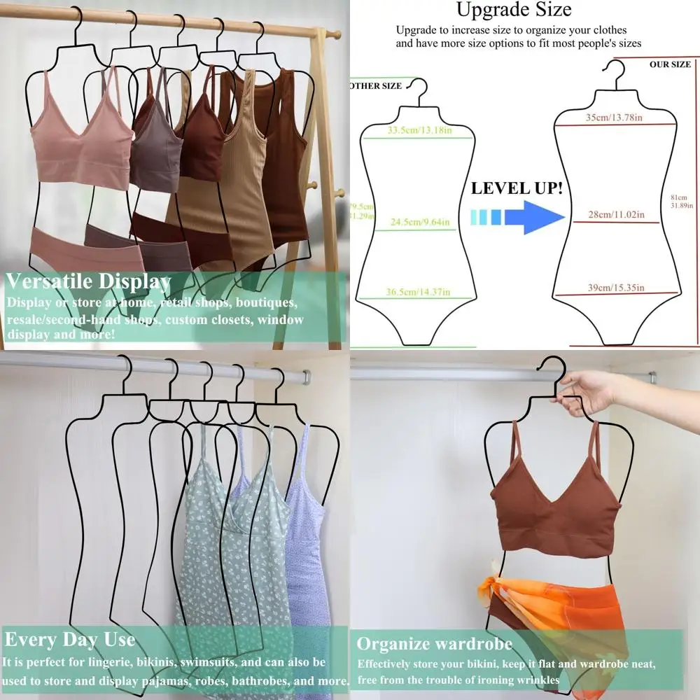 

Metal Bikini Swimsuit Hangers, 15-Pack Sturdy Wire Hangers for Bra Swimwear Bathing Suit, Large Mannequin Hanging Rack for Women