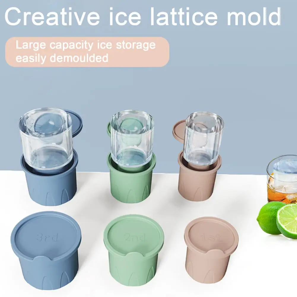 Flexible Ice Cube Maker Silicone Ice Tray with Lid for 30/40 Oz Cup Stackable Hollow Cylinder Ice Cubes Maker for Cocktails