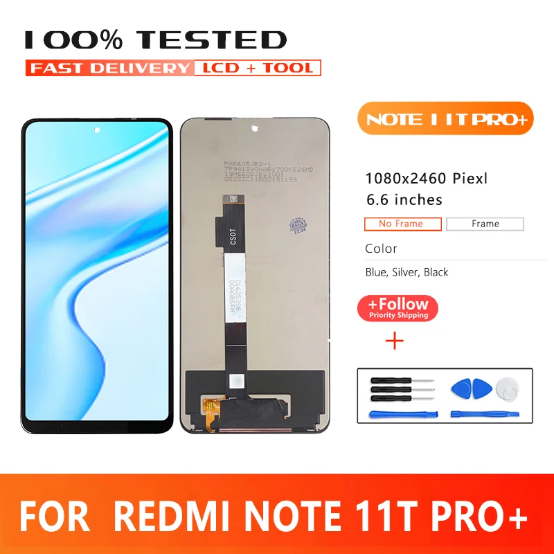 

Premium Quality LCD For Xiaomi Redmi Note 11T Pro Plus LCD Display Touch Screen Digitizer For Note 11T Pro+ LCD Replacement