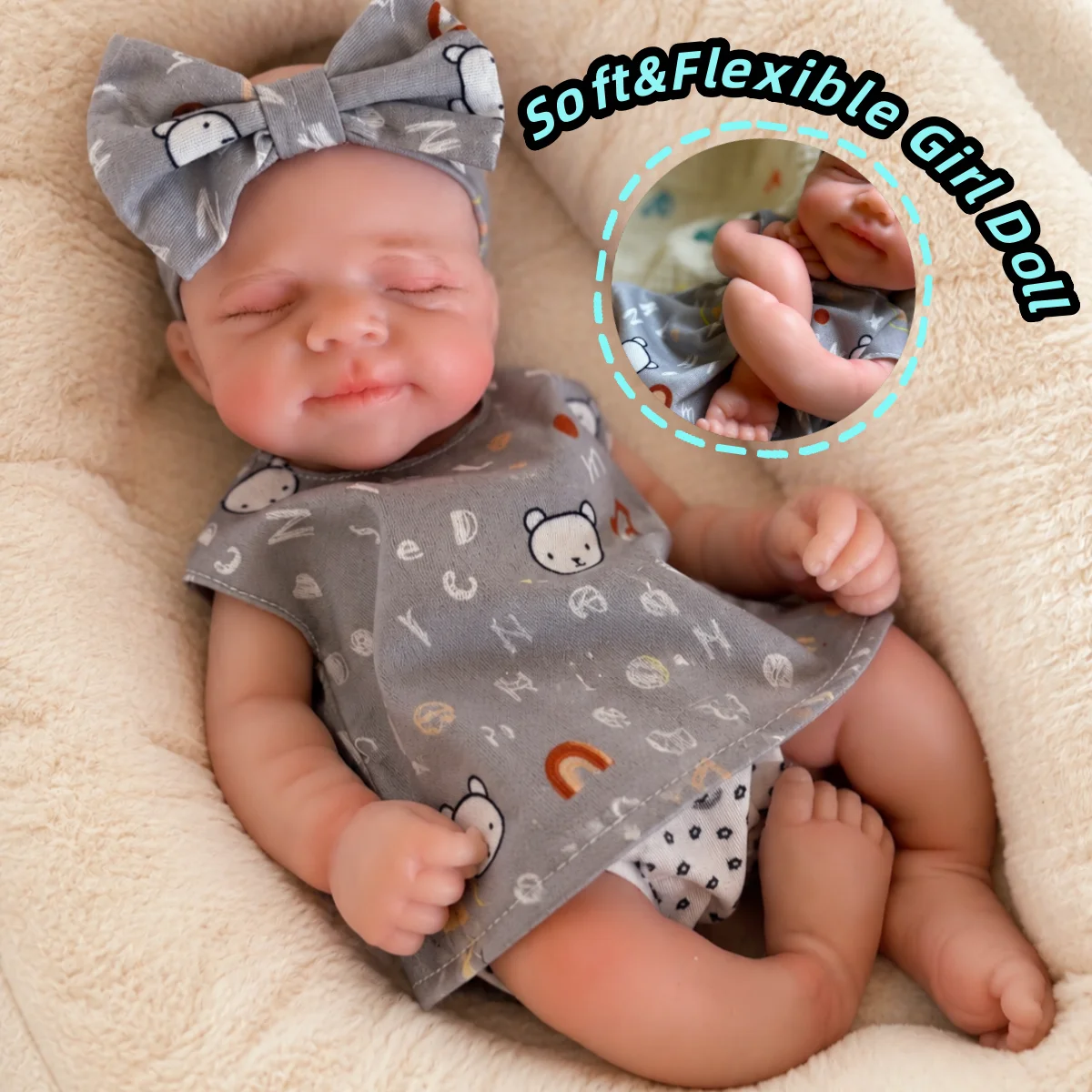 

OtardDolls--Pascale 13Inch Whole Body Solid bebe reborn de silicona Girl Dolls With Open Mouth Handmade Painted Skin Reborn Doll