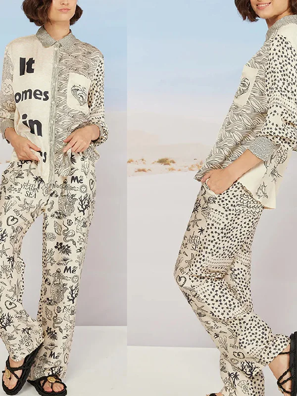 

Женский комплект Long Sve Irt и брюк, модный комплект из двух предметов, удобный дышащий материал, идеально подходит для лета