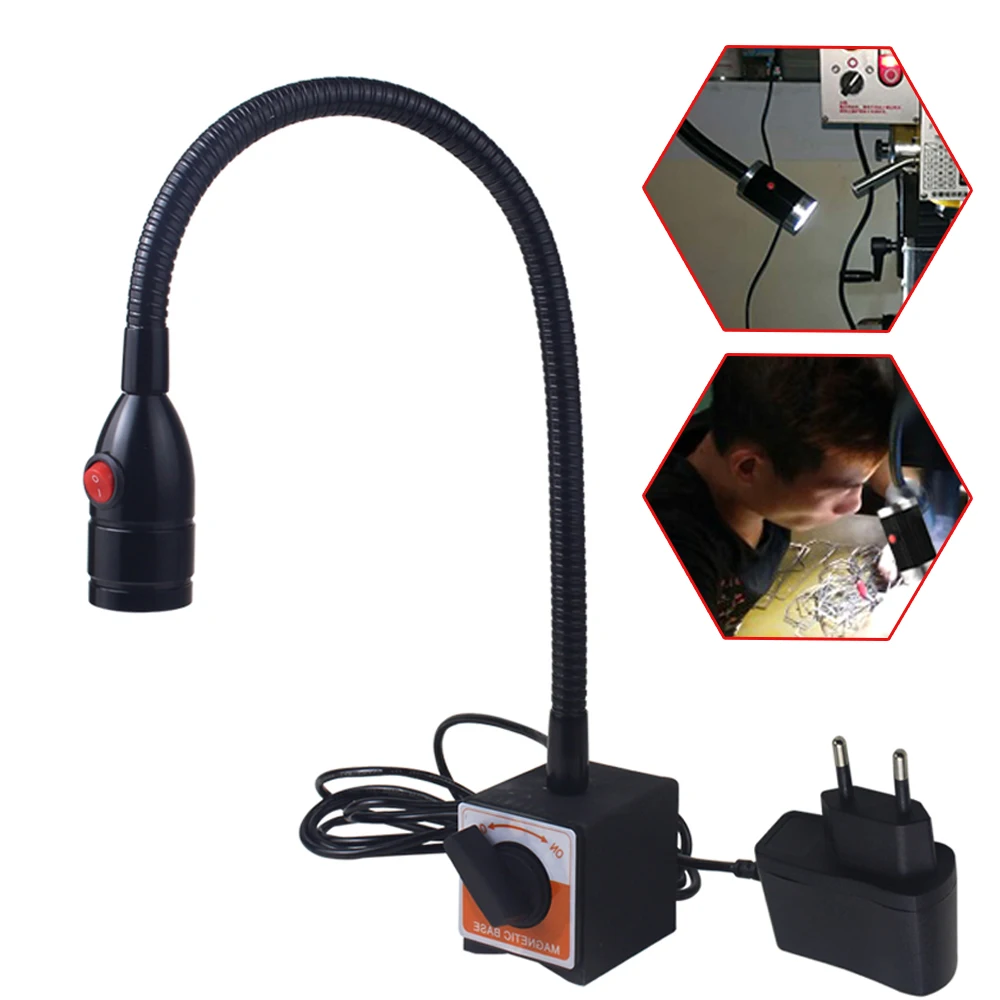 

LED Work Light Magnetic Base Gooseneck Lamp 110V For CNC Lathe Milling Machine