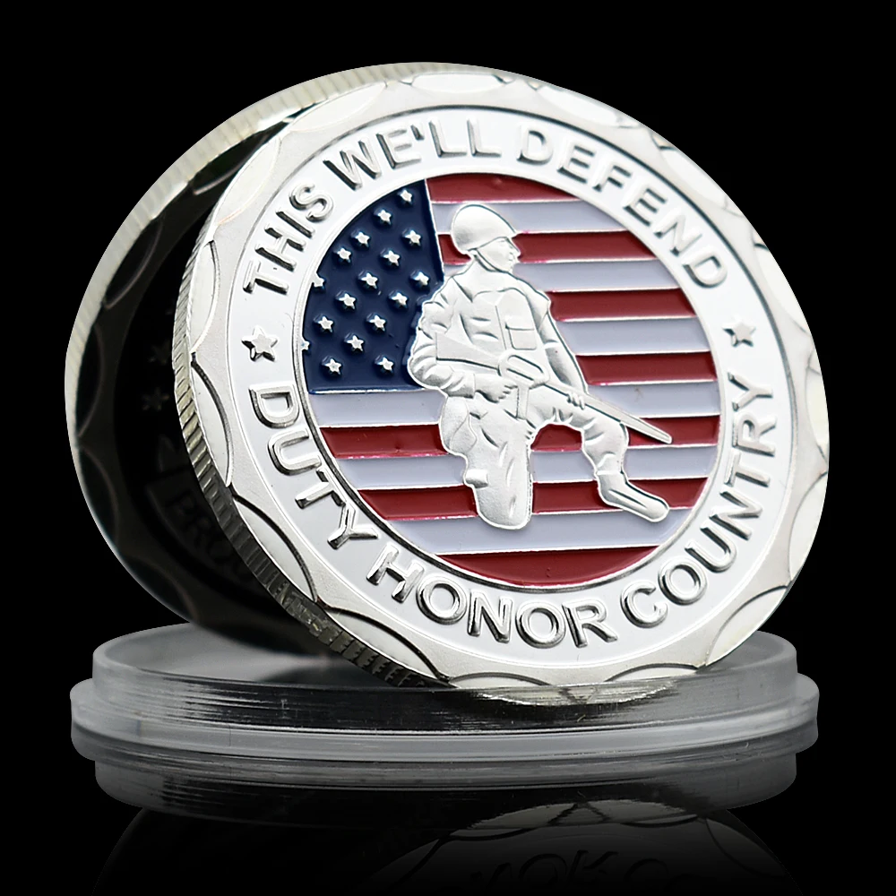 United States Army Commemorative Coin Metal 3D Silver Plated Veterans Memorial Challenge Coin Collectibles Holiday Gift image 2