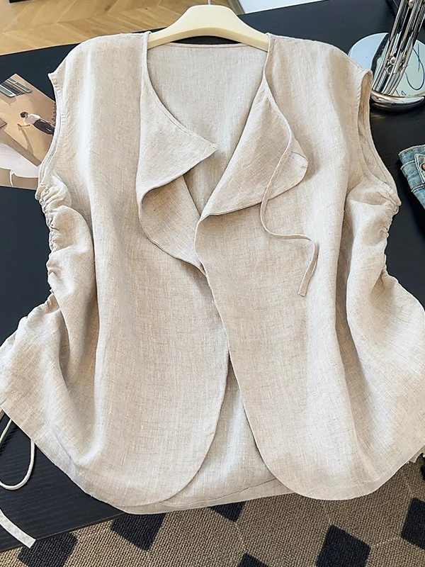 

Summer 2026 Women's Cotton Linen Sleeveless Outerwear Vest Layering High-End Feelings Fashionable Young Girls' Style