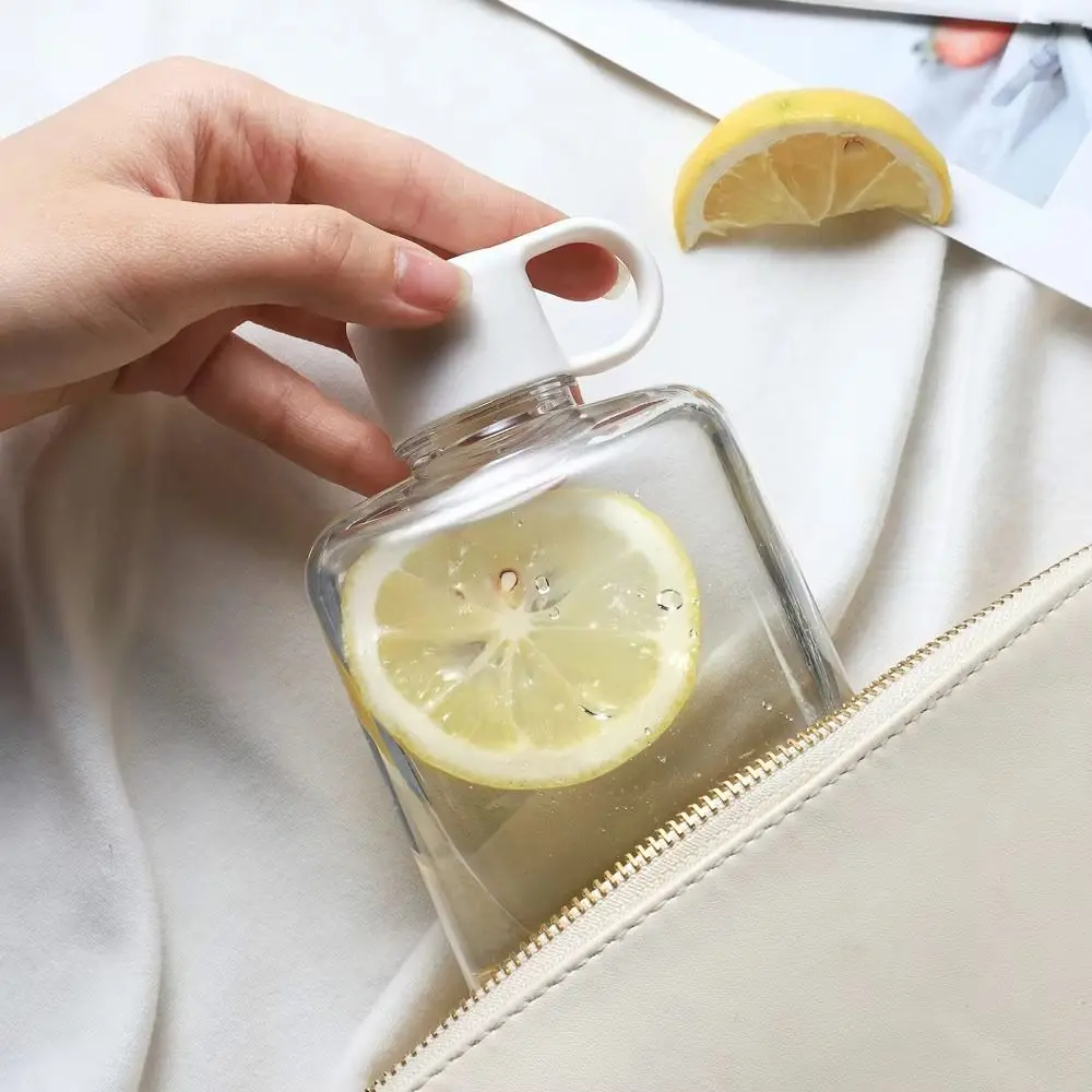 New 360ML/500ML Water Bottle Flat Transparent Plastic Water Bottles Portable Large Capacity Hand-held Flask