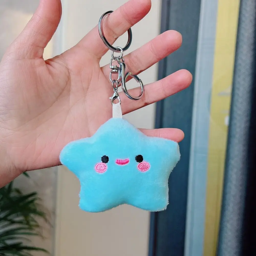 Smile Stars Smile Star Key Ring Pom Pom Starfish Pentagram Smile Stars Plush Keyring Soft Fluffy Fur