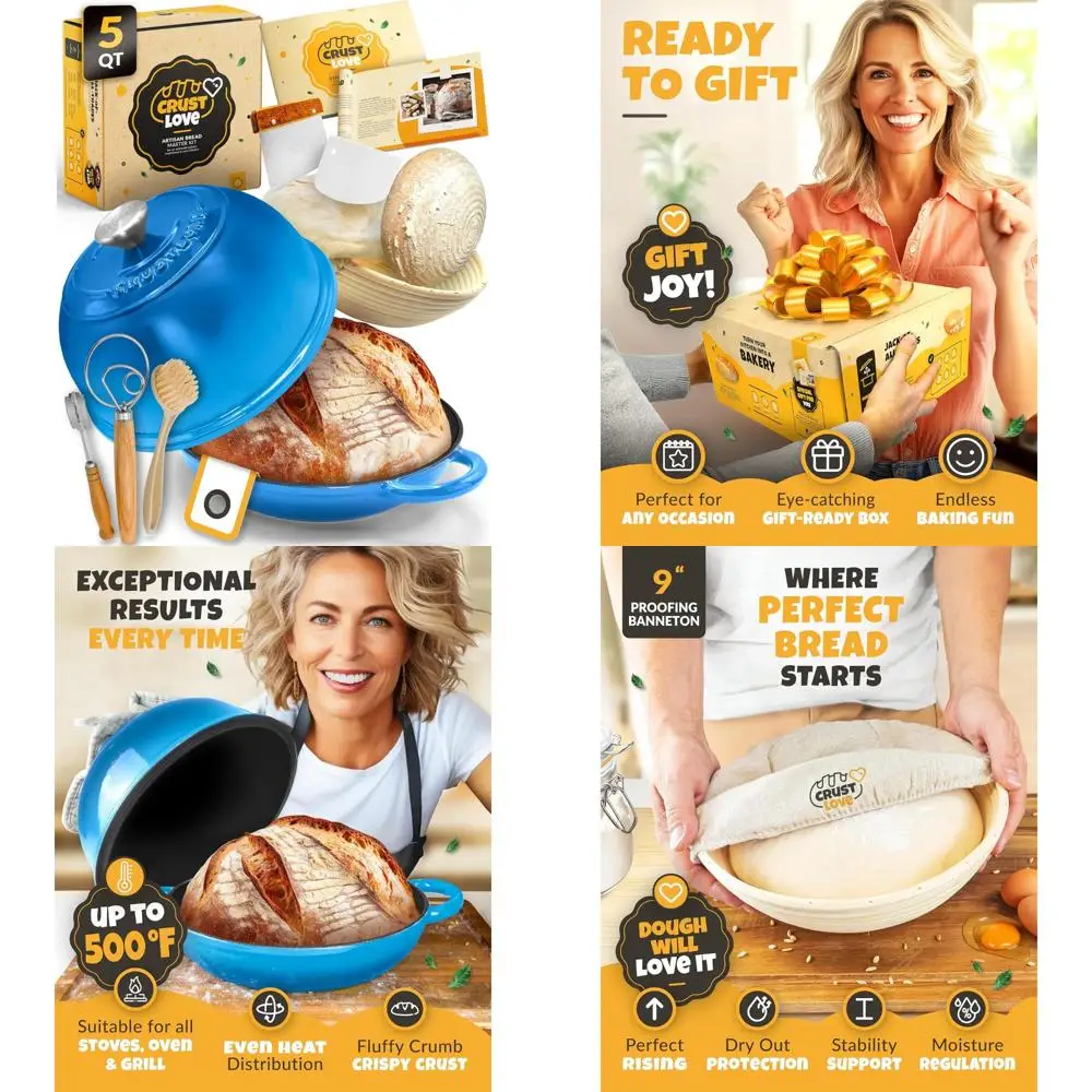 

Набор для выпечки на ударе с эмалированным куполом и куполом для хлеба, венчиком для теста и аксессуарами для выпечки