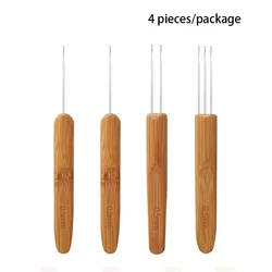 4 pieces per package 0.5MM DM hook size hair crocheting needle with bamboo holder dreadlocks hair braiding tools