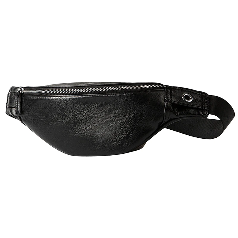 Luxury Leather Fanny Pack Men Waist Bag Fashion Adjustable Belt Bag Male Heuptas Bum Banana Bag Banana Sac